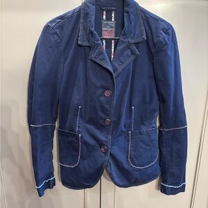 Marithe Francois Girbaud  navy blazer with pink & blue stitching L